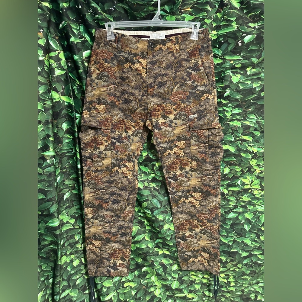 Ovadia & Sons Tapestry Cargo Pants Brown Green OOAK Mens 32x29